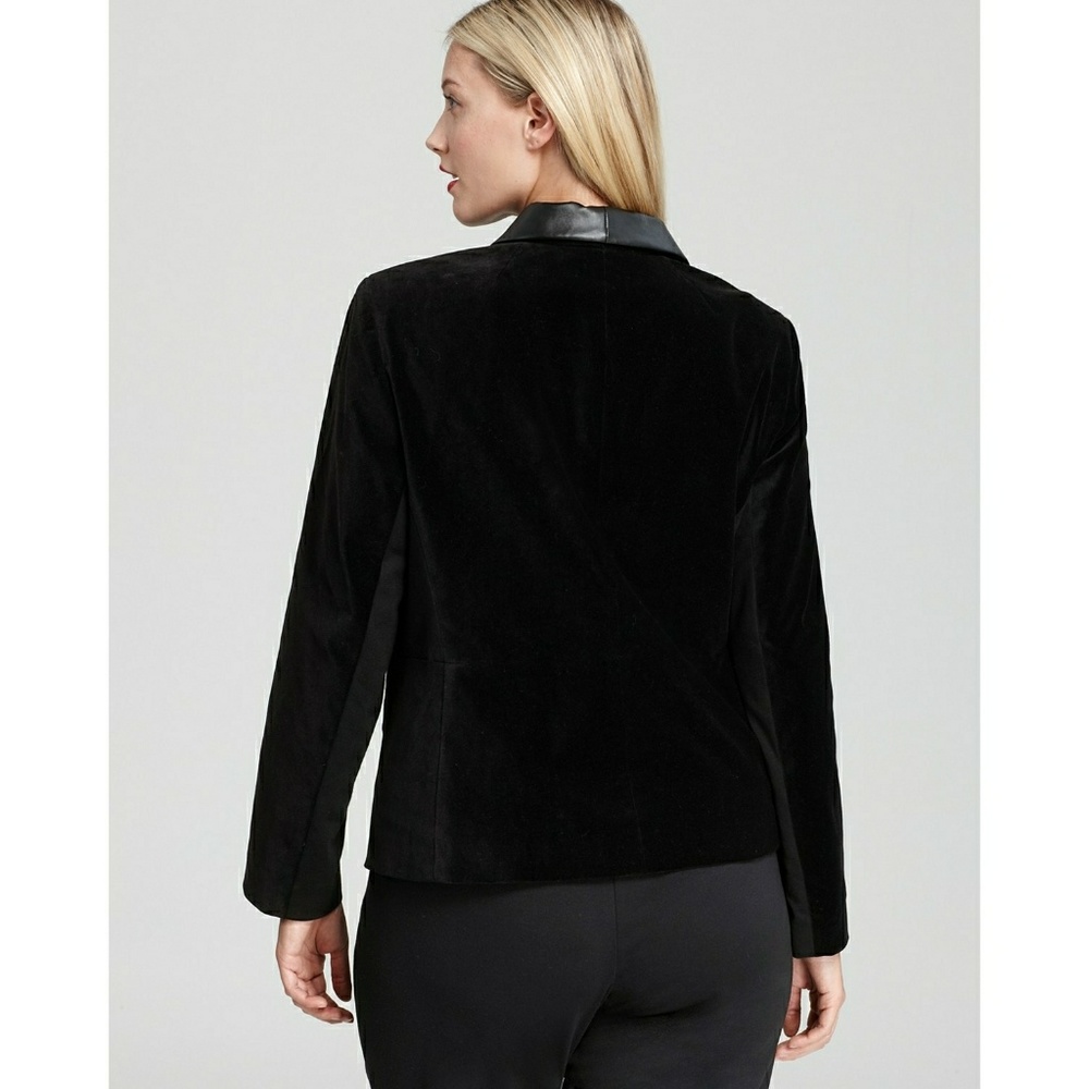🆕 DKNYC Velvet Faux Leather Trim Black Jacket 18W - Picture 3 of 5